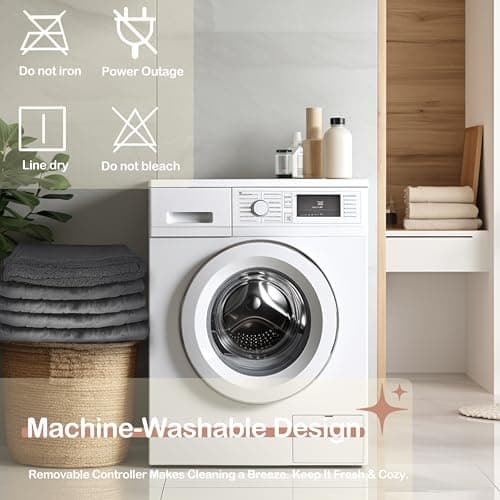 TICOO Electric Heated Blanket Twin Size 62" x 84" - 5 Heat Settings & 10H Auto-Off, Microplush Flannel & Sherpa Lining, Machine Washable, Overheat Protection, Ideal Gifts for Home/Bedroom/Sofa, Gray 6