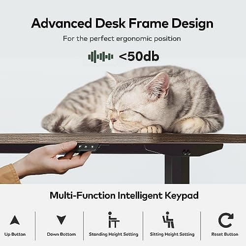 FAMISKY Electric Standing Desk, 63 x 24 Inches Height Adjustable Desk, Ergonomic Home Office Computer Workstation with Vertical Splice Board, Rustic Brown 6