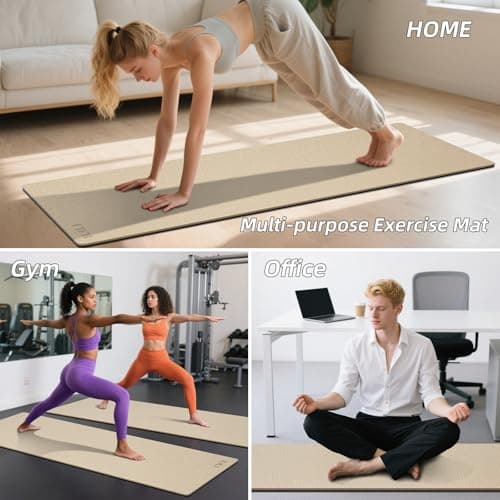 ILILI Yoga Mat 10mm Extra Thick and Extra Long, 76x28×0.4 Inch, Double Color Non-Slip TPE Material, Easy Carrying with Strap, Ideal for Yoga, Pilates, Floor Exercise, Home and Outdoor Use, Eco Friendly (Beige+Black) 6