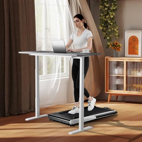GYMAX Walking Pad Treadmill, 3HP Under Desk Treadmills with 340LBS Capacity, LED Display, Remote & APP Control, 3 in 1 Portable Compact Running Jogging Machine for Home Office Gym Exercise (Silver) 9