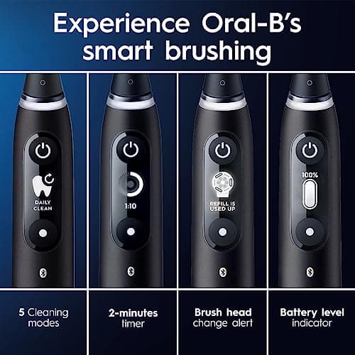 Oral-B iO Deep Clean + Protect Rechargeable Electric Toothbrush, Black, iO Series 7, 2 Replacement Brush Heads, Charging Travel Case (package may vary) 6