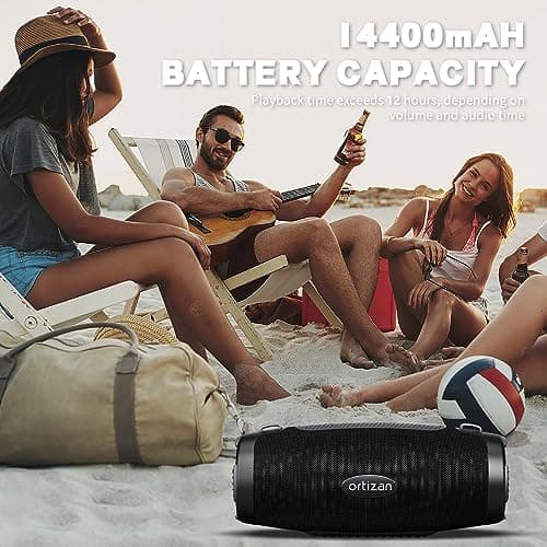 Ortizan 80W Bluetooth Speaker - Powerful Sound and Deep Bass, Portable Wireless, IPX7 Waterproof, 12H Playtime, Power Bank, EQ, USB, LED Lights - Outdoor Loud Subwoofer Boombox for Party, Camping 5