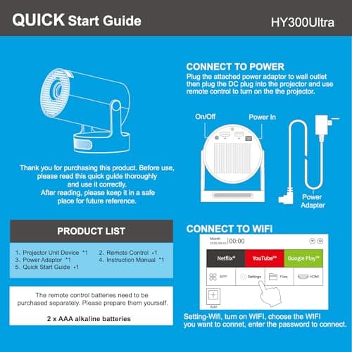 Mini Projector with WiFi and Bluetooth, Support 4K 170 ANSI Auto Keystone Correction, 5W Soundbase Speaker, 210° Rotatable Portable Projector, 25"-110" Screen Video Projector for Smartphone/Laptop 7