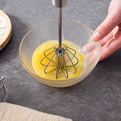 Stainless Steel Semi-automatic Egg Whisk - 3PCS Hand Push Rotary Whisk Blender (3 Pack) 5