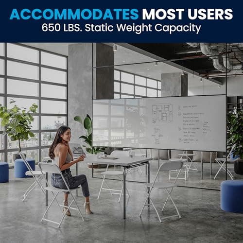 Flash Furniture Hercules Set of 10 Indoor/Outdoor Heavy-Duty Plastic Folding Chairs, Foldable Commercial Stacking Chairs with 650-lb. Static Weight Capacity, White 11