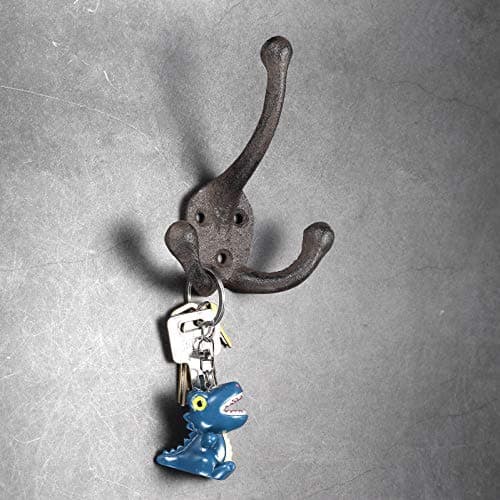 Ambipolar 5-Pack TriLeg Coat Hooks. Wall Mounted, Heavy Duty Decorative Black Wall Hooks for Mudroom, Hat Rack, Purse Hooks. Cast Iron Decorative ‎Antique Black Hooks 8