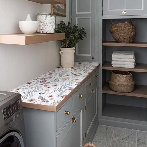 Shelf and Drawer Liner for Kitchen Cabinets, Non-Adhesive and Strong Non-Slip Floral Shelf Cabinet Drawer Liners for Kitchen, Waterproof Cupboard Liners,Easy to Clean,12IN x 10FT 8