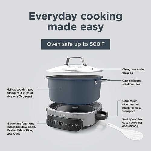 Ninja MC1101 Foodi Everyday Possible Cooker Pro, 8-in-1 Versatility, One-Pot Faster Cooking Replaces 10 Tools, Family-Sized Capacity with Adjustable Temp Control, 6.5 quarts, Midnight Blue 11
