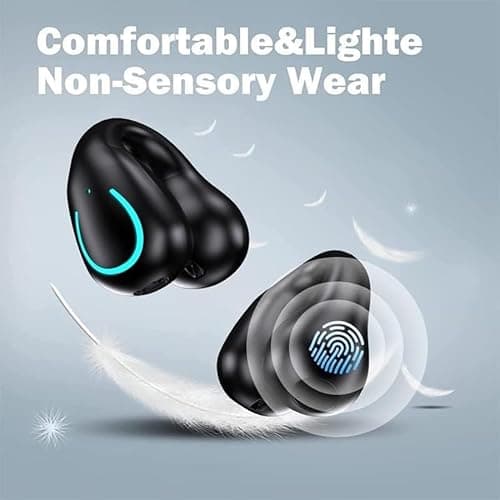Open Ear Bone Conduction Headphones Bluetooth 5.3 Wireless Clip On Earbuds with Digital Display Charging Case 60 Hours Playtime IPX7 Waterproof Sports Earphones for Running, Walking, Workout(Black) 5