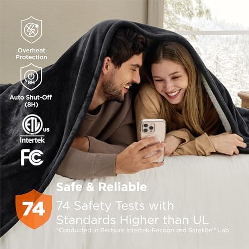 Bedsure Electric Blanket King Size - Dual Control Heated Blanket King Size, Fast Heating with 10 Time Settings & 10 Heat Settings, Warm Gift for Grandma (100x90 inches, Black) 7