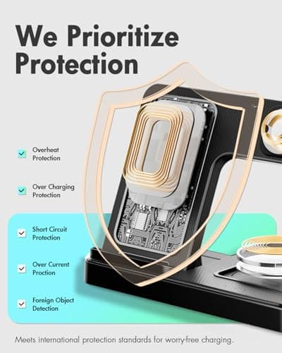 Wireless Charger iPhone Charging Station: 3 in 1 Charger Stand Multiple Devices for Apple - iPhone 17 16e 16 15 14 Pro Max 13 12 11 - Watch 11 10 9 8 7 6 5 4 3 2 SE and Ultra Series - Airpods 4 3 Pro 6