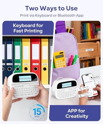 VolenGo M950 Label Maker, Rechargeable Backlit Portable Bluetooth Labeler Machine with Tapes, Inkless Label Printer for 12mm Name-Tags/Daycare-Labels/File-Labels, Teacher Gifts, School Office Supplies 5
