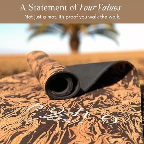Boho Flow Deluxe Coffee Cork Yoga Mat XL | Caffè Core Limited Edition – Extra Large 72" x 26" and Eco-Friendly | Revolutionary Design with Natural Rubber Backing | 5mm Thick Cushion | Stylish Handmade Macramé Bag 7