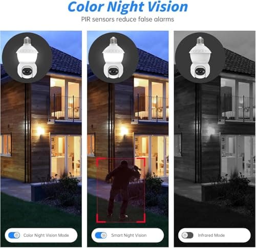 Light Bulb Security Camera,2.4G/5GHz WiFi 2K Security Cameras Wireless Outdoor,Bulb Cameras for Home Security,AI Human Detection and Alarm,2 Way Talk,Color Night Vision,Compatible with Alexa 2PCS 6