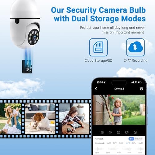 WESECUU Light Bulb Security Camera 5G WiFi Light Socket Security Cameras Wireless Outdoor 2K Light Bulb Camera AI Motion Detection Bulb Camera,Two-Way Audio Cameras for Home Security Outside 9