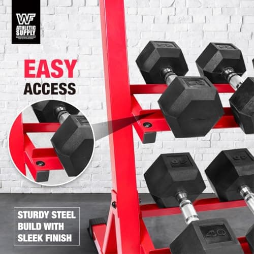 WF Athletic Supply Heavy-Duty Dumbbell Rack Stand, Weight Rack for Home Gym, Weight Holder, Green 3-Tier Rack for Storage 5-50LB, RACK ONLY 5