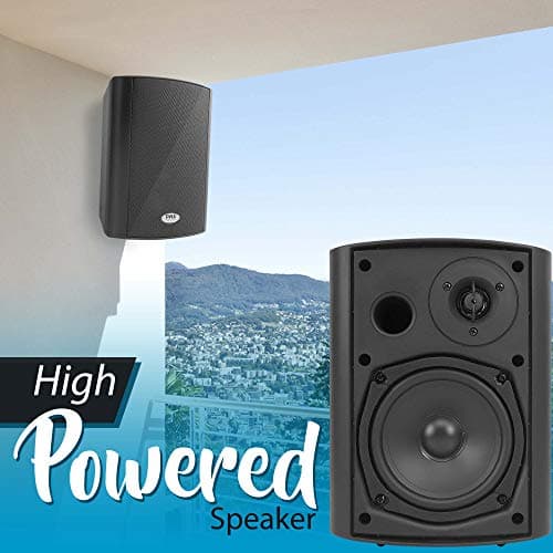 Pyle Wall Mount Home Speaker System - Active Passive Mountable Bookshelf Indoor Studio Garage Patio Stereo Sound Home Theater Speaker, Wireless Bluetooth Speaker Set W/ Aux & RCA - PDWR53BTBK (Black) 5