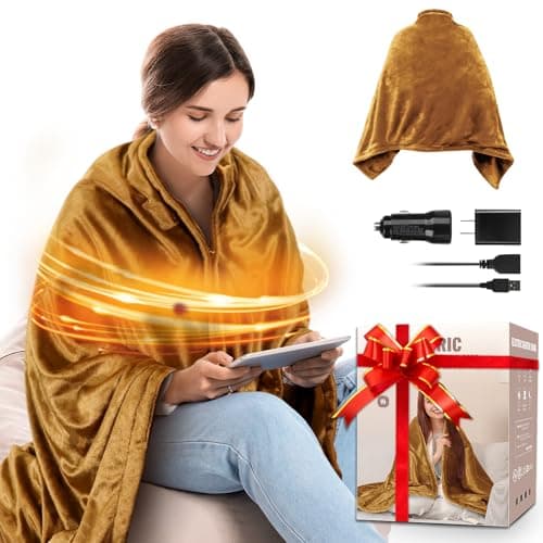 Heated Blanket Battery Operated, Electric USB Car Heating Throw Portable, Wearable Blanket for Outdoors (Battery is Not Included)