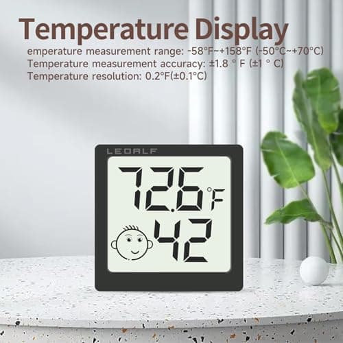 Mini Humidity Meter Hygrometer 6 Pack Room Thermometer Indoor Digital Temperature and Humidity Monitor (Black) 6