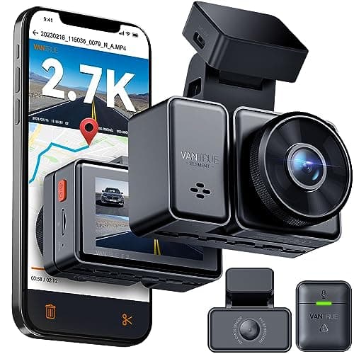 Vantrue E2 Dash Cam Front and Rear, 2.7K Upgrade Rear Cam, Dual STARVIS, 2.7K + 2.7K Dash Camera for Cars, Voice Control, WiFi, GPS, Night Vision, 24H Parking Mode, G-Sensor, 2.45" IPS, Support 512GB