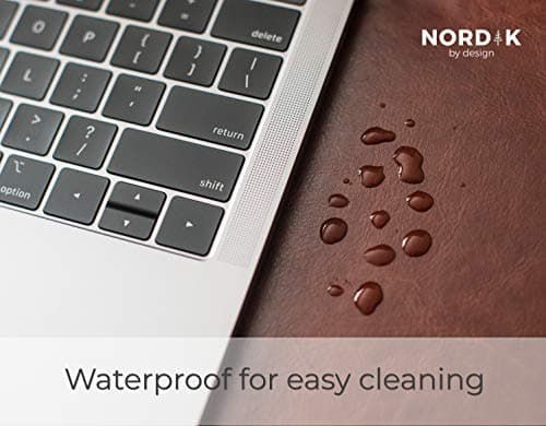 Nordik Leather Desk Mat - Whiskey Brown - Cable Organizer - Premium Mouse Mat & Desk Pad Protector - 35 X 17 Inch - Felt Vegan Leather - Large Office Mouse Pad & Blotter 5