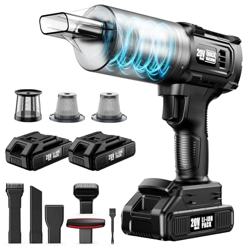 Handheld Vacuum Cordless - 35000PA Strong Suction Car Vacuum with 2 Detachable Batteries, 60Min Runtime Portable Vacuum Cleaner for Car Detailing, Pet Hair, Home Couch & Office, 350ML XL Dust Cup