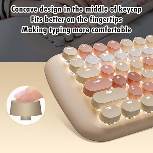 Lomiluskr Cute Colorful Wired Mechanical Keyboard for Girls and Kids, Round Keycaps, Compact 84 Keys, 10 Lighting Effects White Backlit, Pink Switch (Milk Tea) 9