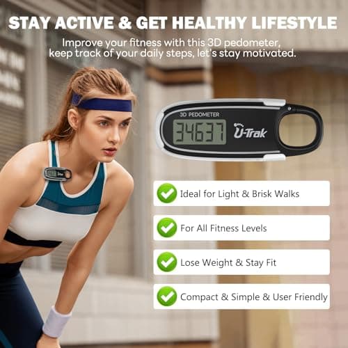 3D Pedometer for Walking with Removable Clip and Carabiner Simple Step Counter for Walking Accurate Clip On Step Tracker for Men Women Kids (Black) 7