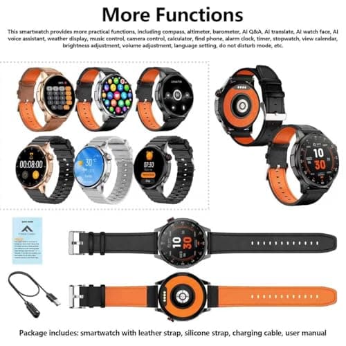 Smart Watch, GPS & Free Maps, AI, Bluetooth Call & Text, Health, Sleep & Fitness Tracker, 100+ Sport Modes, Waterproof, Long Battery Life, Waterproof, Compass, Barometer, 2 Bands Smartwatch for Men 8