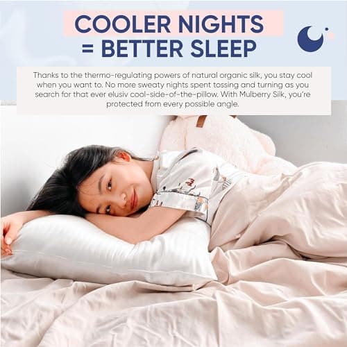 Blissy Silk Pillowcase - 100% Pure Mulberry Silk - 22 Momme 6A High-Grade Fibers - Silk Pillow Cover for Hair & Skin - Regular, Queen & King (Blissy White, Standard) 8