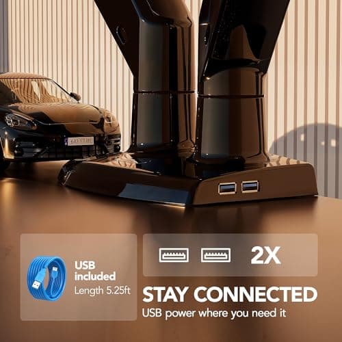 HUANUO Dual Monitor Stand for 13″–40″, Premium Dual Monitor Mount with USB, Height Adjustable Monitor Stand for 2 Monitors, VESA Mount with Clamp/Grommet Base, Holds 26.4lbs per Arm, HNDS7 7