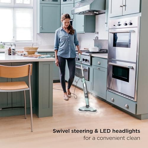 Shark Steam & Scrub Steam Mop, All-in-One Scrubbing and Sanitizing Hard Floor Cleaner, LED Headlights, 4 Dirt Grip Soft Scrub Pads Included, XL Water Tank, Swivel Steering, Hawaiian Grey, S8001 6