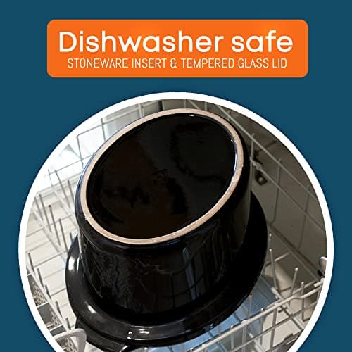 Elite Gourmet MST-1234B## 6 Quart Diamond Pattern Slow Cooker, Removable, Dishwasher-Safe Stoneware Pot with Tempered Glass Lid, Cool-Touch Handles, 6 Quart, Black 5