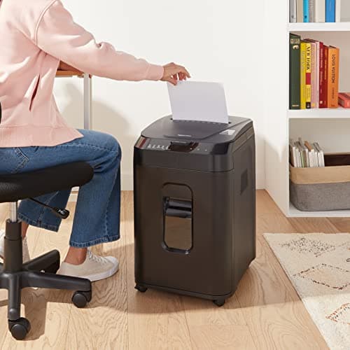Amazon Basics 150 Sheet Autofeed Micro Cut Paper Credit Card Shredder for Security, Black 11