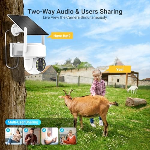 4G LTE Cellular Security Camera, 4MP Solar Camera Outdoor Wireless No Internet Needed, No WiFi Security Camera with PIR Motion Detection,2-Way Talk,IP66 Waterproof,Color Night Vision,SIM Card Included 7