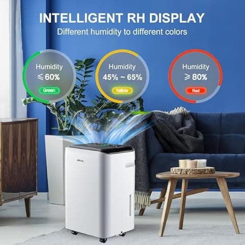 AIRPLUS 70 Pints Dehumidifiers for Home, 5500 Sq. Ft Dehumidifier for Basement with Drain Hose, Continuous Drainage, Intelligent Humidistat, Dehumidifier for bathroom, bedroom, Large Room 5