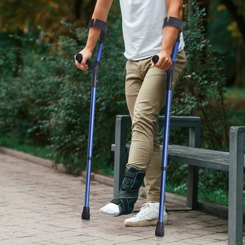 VEVOR Forearm Crutches for Adults, 11-Level Height Adjustable Walking Crutches with 4-Level Upper Cuff, Lightweight Aluminum Medical Support Crutches for Leg Injury Surgery Disabled, 1 Pair (350LBS) 8