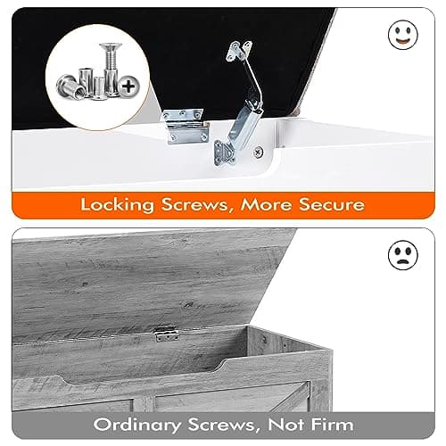 GAOMON Storage Chest, Upholstered Storage Trunk with 2 Safety Hinges, Storage Bench, Flip-Top Toy Chest, Shoe Bench 15.7 x 39.4 x 18.1 Inches Storage Chest for Entryway, Bedroom, Living Room, White 5