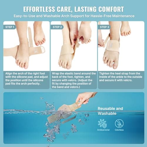 Arch Support Braces for Plantar Fasciitis Relief: Upgraded Non-Slip Wearable Arch Support w/Built-in Orthotics - Adjustable Bands w/Gel Pads for Flat Feet High & Fallen Arch Unisex HSA or FSA Eligible 7