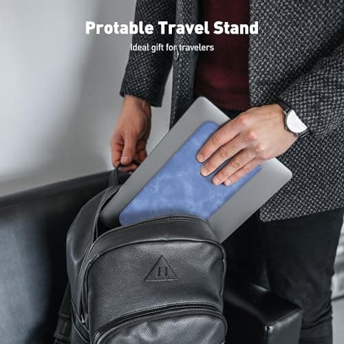 AboveTEK Portable Tablet Stand - Foldable & Ergonomic iPad Holder with 4 Viewing Angles, Patented Design Wallet Style Travel Stand for Tablets/Laptops/Phones (Blue) 7