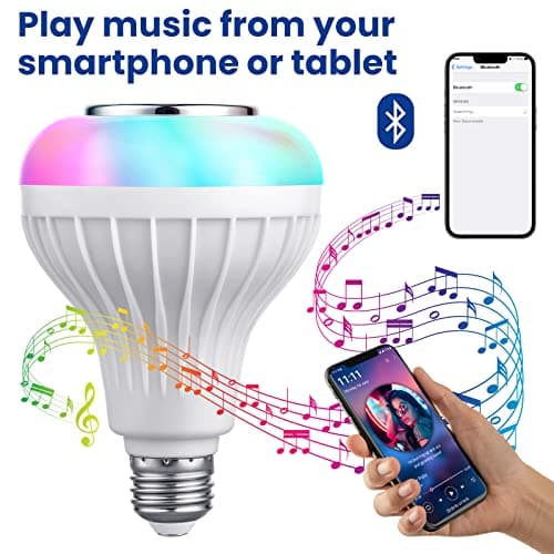 JETENCN LED Light Bulb Bluetooth Speaker with Remote Control and APP, White+Color Changing - Works with E26 Base Fixture - Perfect Lamp for Home, Party, Bedroom, Indoor Floodlight Bulb 3