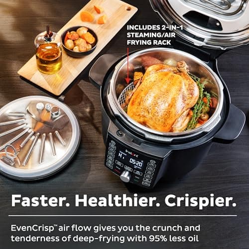 Instant Pot Duo Crisp Ultimate Lid,13-in-1 Air Fryer&Pressure Cooker Combo, Sauté, Slow Cook, Bake, Steam, Warm, Roast, Dehydrate, Sous Vide&Proof, App With Over 800 Recipes,1500 watts,6.5 Quart,Black 5