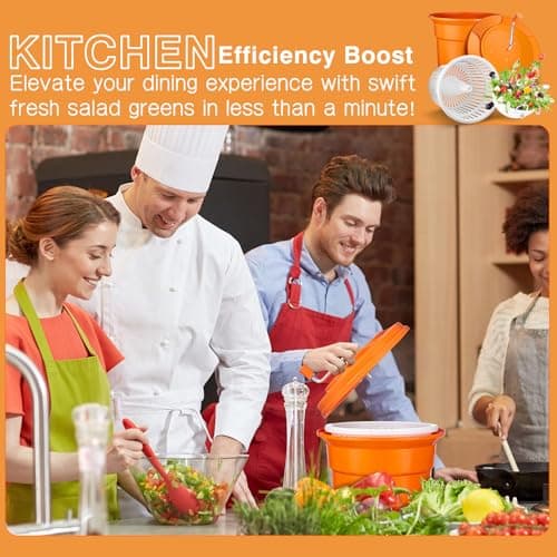 Pickmesh 5.5 Gallon/ 22 Qt Commercial Manual Salad Spinner Restaurant Large Fruit Vegetable Lettuce Spinner Lettuce Dryer Salad Washer with Extended Draining Tube 5