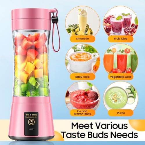 Personal Size Cordless Portable Blender - BAP Free Blender Make Smoothies & Shakes, 12 Oz Juice Cup with 6 Blades, Quickly Squeezed in Office/Picnic/Sports/Home 2