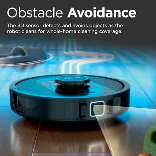 Shark PowerDetect Self-Empty Robot Vacuum with NeverStuck Technology, Auto Deep-Clean Carpets & Hardfloors, 30 Day Capacity HEPA Bagless Base, for Pet Hair, WiFi Black, AV2820S 6