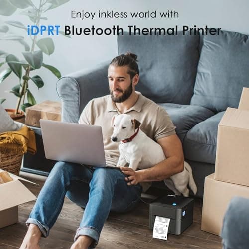 iDPRT Label Maker, Thermal Barcode Printer with No Bound Consumables, Bluetooth & USB Connection, 140pcs/min Speed, Customizable App, Supports Various Sized 1"-3.15", Label Printer for Small Business 8