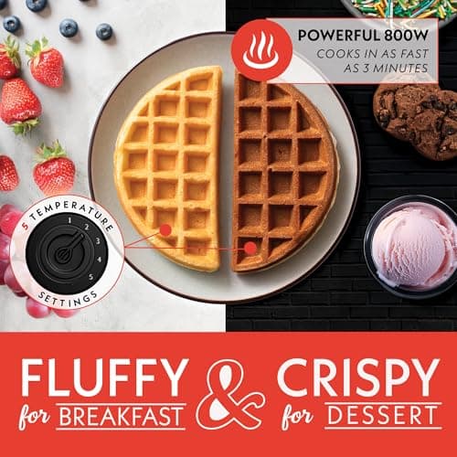 Gourmia Dual Pour Waffle Maker – Belgian Waffle Maker with Mess Free Spout, Nonstick Plates, Compact Upright Storage, 800W, Black 5