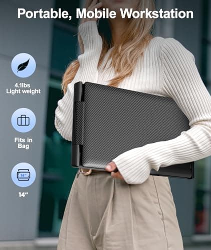 Wixzet Laptop Screen Extender, 14" FHD 1080P Portable Laptop Monitor, Plug and Play Triple Screen Extender, Auto-Adjust Width Dual Monitor for 13–17" Laptops, Compatible with macOS, Wins, Chrome, Dex 9