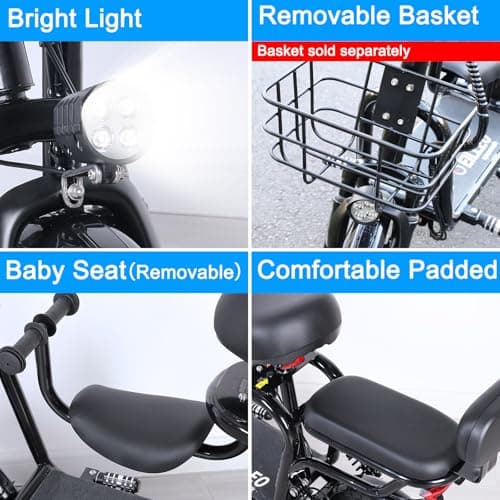 Electric Scooter with Seat for Adult, 36V/48V Electric Scooter with 500W/750W Peak Power Motor, 20 Mile Range, 17.4mph/18.75mph, Dual Brakes, 14" Tires, e Scooters with Seat 5