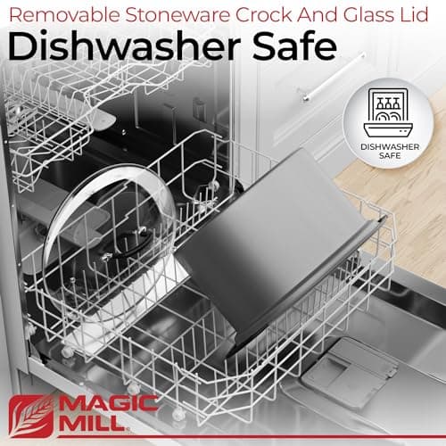 Magic Mill Slow Cooker 10 Quart | Extra Large Non-Stick Metal Searing Pot & Transparent Tempered Glass Lid Multipurpose Lightweight Slow Cookers, Pot is Safe to Put the On the Flame, Dishwasher Safe 7